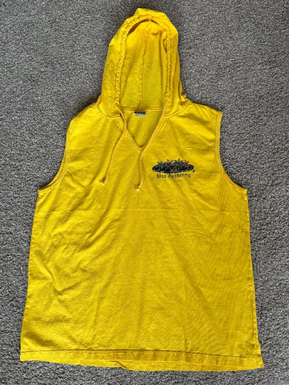 Boca Authentic Vintage Yellow Sleeveless Top with Hood from 1990’s